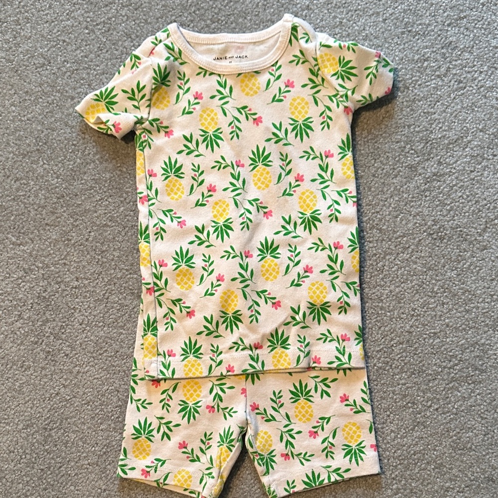 Janie and Jack Pineapple Print Pajama Set - Yellow and Green